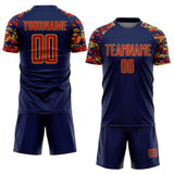 Custom Navy Red-Old Gold Digital Camo Raglan Sleeves Sublimation Soccer Uniform Jersey