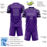 Custom Purple Black-Gray Digital Camo Raglan Sleeves Sublimation Soccer Uniform Jersey