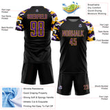 Custom Black Purple Gold-White Digital Camo Raglan Sleeves Sublimation Soccer Uniform Jersey
