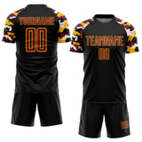 Custom Black Crimson Gold-White Digital Camo Raglan Sleeves Sublimation Soccer Uniform Jersey
