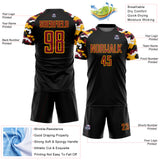 Custom Black Crimson Gold-White Digital Camo Raglan Sleeves Sublimation Soccer Uniform Jersey