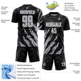 Custom Black Gray-White Brush Stroke Splatter Liquid Swirl Sublimation Soccer Uniform Jersey