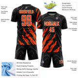 Custom Black Orange-White Brush Stroke Splatter Liquid Swirl Sublimation Soccer Uniform Jersey
