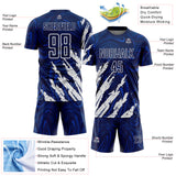 Custom Navy-White Brush Stroke Splatter Liquid Swirl Sublimation Soccer Uniform Jersey