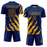Custom Navy-Gold Brush Stroke Splatter Liquid Swirl Sublimation Soccer Uniform Jersey