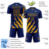 Custom Navy-Gold Brush Stroke Splatter Liquid Swirl Sublimation Soccer Uniform Jersey