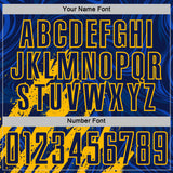 Custom Navy-Gold Brush Stroke Splatter Liquid Swirl Sublimation Soccer Uniform Jersey