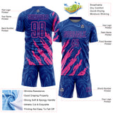 Custom Royal-Pink Brush Stroke Splatter Liquid Swirl Sublimation Soccer Uniform Jersey