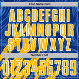 Custom Royal Gold-White Brush Stroke Splatter Liquid Swirl Sublimation Soccer Uniform Jersey