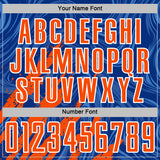 Custom Royal Orange-White Brush Stroke Splatter Liquid Swirl Sublimation Soccer Uniform Jersey