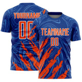 Custom Royal Orange-White Brush Stroke Splatter Liquid Swirl Sublimation Soccer Uniform Jersey