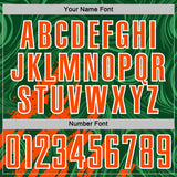 Custom Green Orange-White Brush Stroke Splatter Liquid Swirl Sublimation Soccer Uniform Jersey