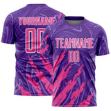 Custom Purple Pink-White Brush Stroke Splatter Liquid Swirl Sublimation Soccer Uniform Jersey