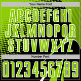 Custom Black Neon Green-White Halftone Dot Dynamic Curve Stripe Sublimation Soccer Uniform Jersey