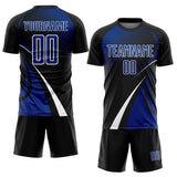 Custom Black Royal-White Halftone Dot Dynamic Curve Stripe Sublimation Soccer Uniform Jersey