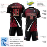 Custom Black Crimson White-Cream Halftone Dot Dynamic Curve Stripe Sublimation Soccer Uniform Jersey