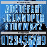 Custom Black Powder Blue-White Halftone Dot Dynamic Curve Stripe Sublimation Soccer Uniform Jersey