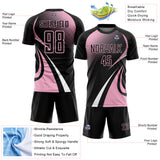 Custom Black Light Pink-White Halftone Dot Dynamic Curve Stripe Sublimation Soccer Uniform Jersey