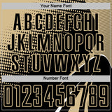 Custom Black Vegas Gold-White Halftone Dot Dynamic Curve Stripe Sublimation Soccer Uniform Jersey