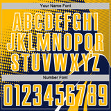 Custom Navy Gold-White Halftone Dot Dynamic Curve Stripe Sublimation Soccer Uniform Jersey