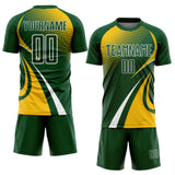 Custom Green Yellow-White Halftone Dot Dynamic Curve Stripe Sublimation Soccer Uniform Jersey