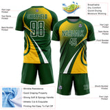Custom Green Yellow-White Halftone Dot Dynamic Curve Stripe Sublimation Soccer Uniform Jersey