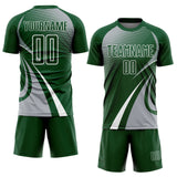 Custom Green Gray-White Halftone Dot Dynamic Curve Stripe Sublimation Soccer Uniform Jersey