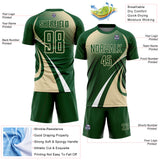 Custom Green Cream-White Halftone Dot Dynamic Curve Stripe Sublimation Soccer Uniform Jersey