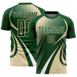 Custom Green Cream-White Halftone Dot Dynamic Curve Stripe Sublimation Soccer Uniform Jersey