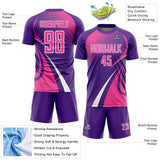 Custom Purple Pink-White Halftone Dot Dynamic Curve Stripe Sublimation Soccer Uniform Jersey