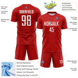 Custom Red-White Distressed Fragment Brush Stroke Sublimation Soccer Uniform Jersey