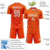 Custom Orange-White Distressed Fragment Brush Stroke Sublimation Soccer Uniform Jersey