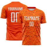 Custom Orange-White Distressed Fragment Brush Stroke Sublimation Soccer Uniform Jersey