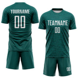 Custom Midnight Green-White Distressed Fragment Brush Stroke Sublimation Soccer Uniform Jersey