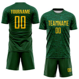 Custom Green-Yellow Distressed Fragment Brush Stroke Sublimation Soccer Uniform Jersey