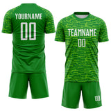 Custom Grass Green-White Distressed Fragment Brush Stroke Sublimation Soccer Uniform Jersey