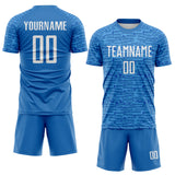 Custom Blue-White Distressed Fragment Brush Stroke Sublimation Soccer Uniform Jersey