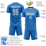 Custom Blue-White Distressed Fragment Brush Stroke Sublimation Soccer Uniform Jersey