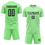 Custom Pea Green-Black Distressed Fragment Brush Stroke Sublimation Soccer Uniform Jersey