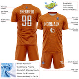 Custom Texas Orange-White Distressed Fragment Brush Stroke Sublimation Soccer Uniform Jersey