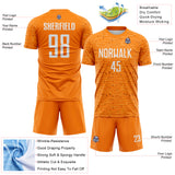 Custom Bay Orange-White Distressed Fragment Brush Stroke Sublimation Soccer Uniform Jersey