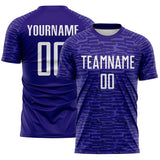 Custom Dark Purple-White Distressed Fragment Brush Stroke Sublimation Soccer Uniform Jersey