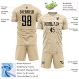 Custom City Cream-Black Distressed Fragment Brush Stroke Sublimation Soccer Uniform Jersey