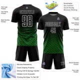 Custom Black Grass Green-White Geometric Wave Gradient Sublimation Soccer Uniform Jersey
