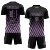 Custom Black-Light Purple Geometric Wave Gradient Sublimation Soccer Uniform Jersey
