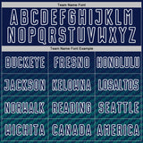 Custom Navy Teal-White Geometric Wave Gradient Sublimation Soccer Uniform Jersey
