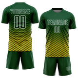 Custom Green Yellow-White Geometric Wave Gradient Sublimation Soccer Uniform Jersey