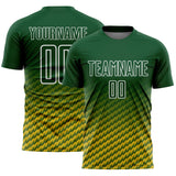 Custom Green Yellow-White Geometric Wave Gradient Sublimation Soccer Uniform Jersey
