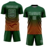 Custom Green Orange-White Geometric Wave Gradient Sublimation Soccer Uniform Jersey