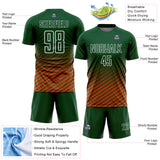 Custom Green Orange-White Geometric Wave Gradient Sublimation Soccer Uniform Jersey